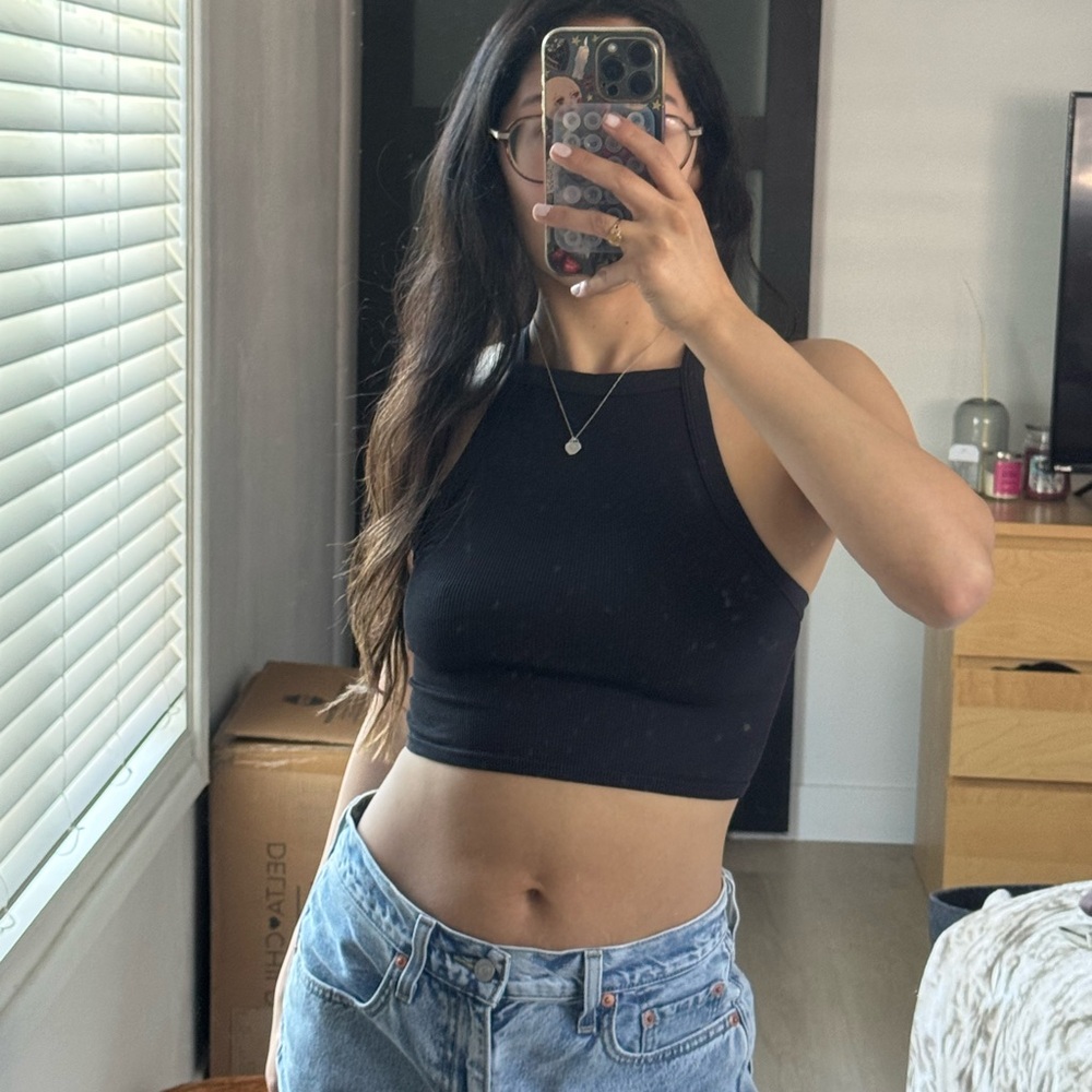 Wild Fable Black Halter Crop Top